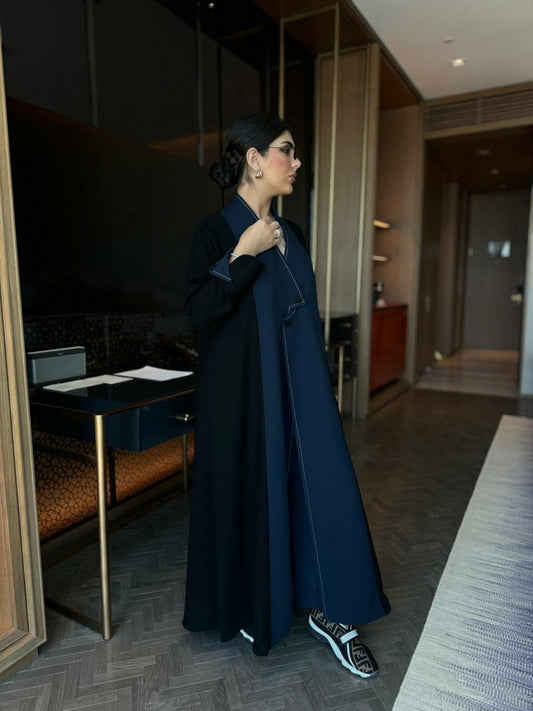 Black and Blue Crepe Abaya