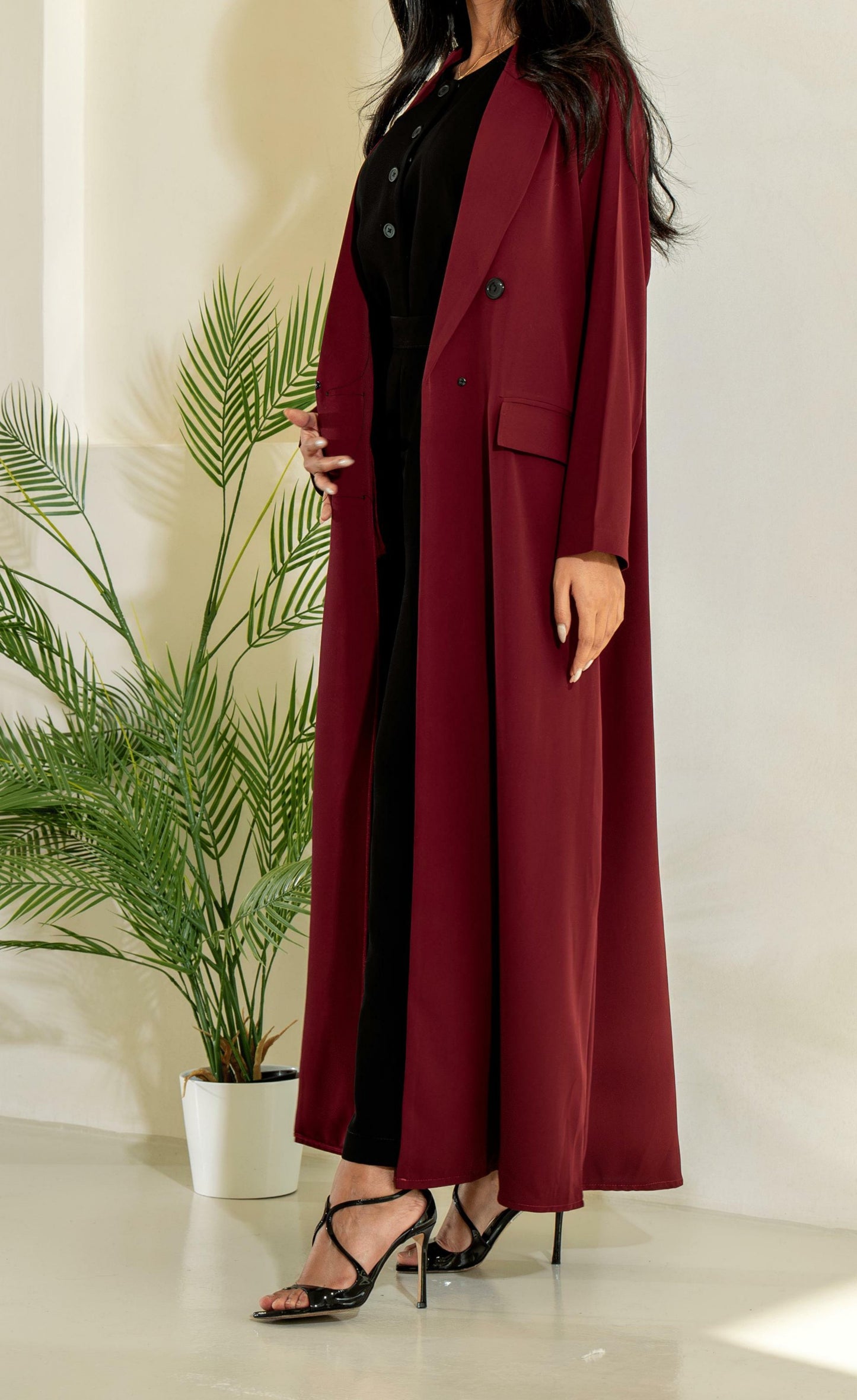 Burgundy Blazer abaya with Shaila