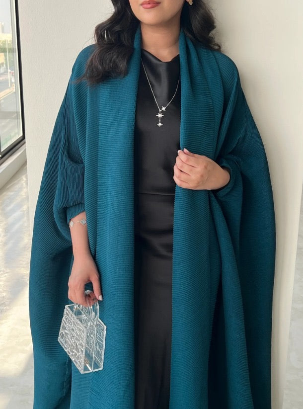 Teal Pleated Abaya with Shyla