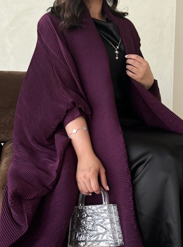 Purple Pleated Abaya with Shyla