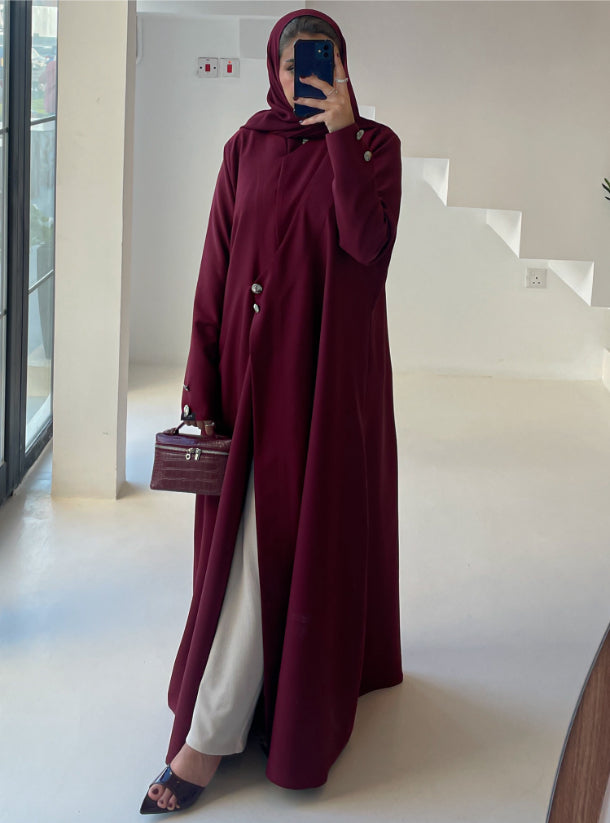 Burgundy Blazer Abaya with Shaila