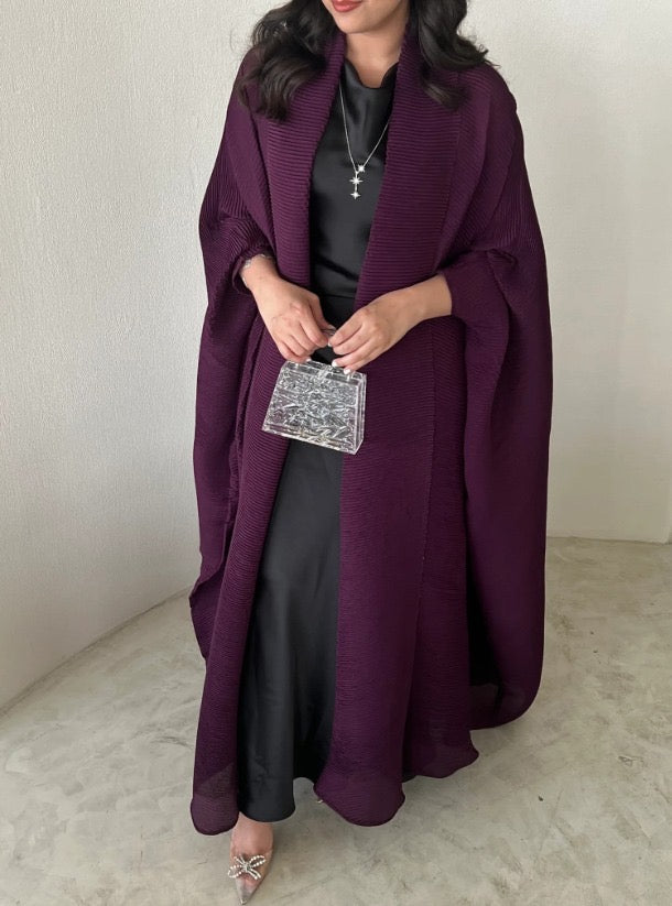 Purple Pleated Abaya with Shyla