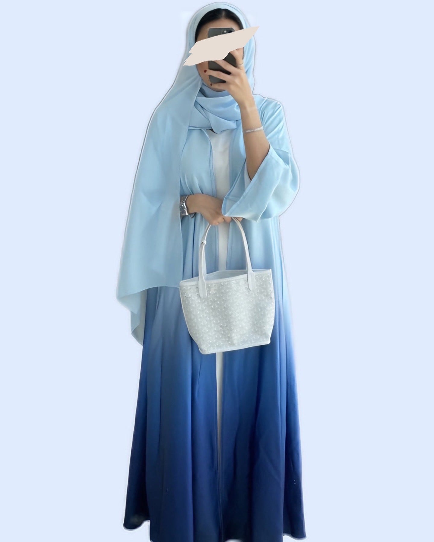 Elegant Ombre A Line Abaya with Matching Hijab Perfect for Summer SMbyManal