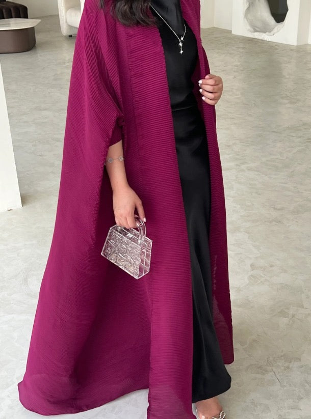 Fuchsia Pleated Abaya with Shyla