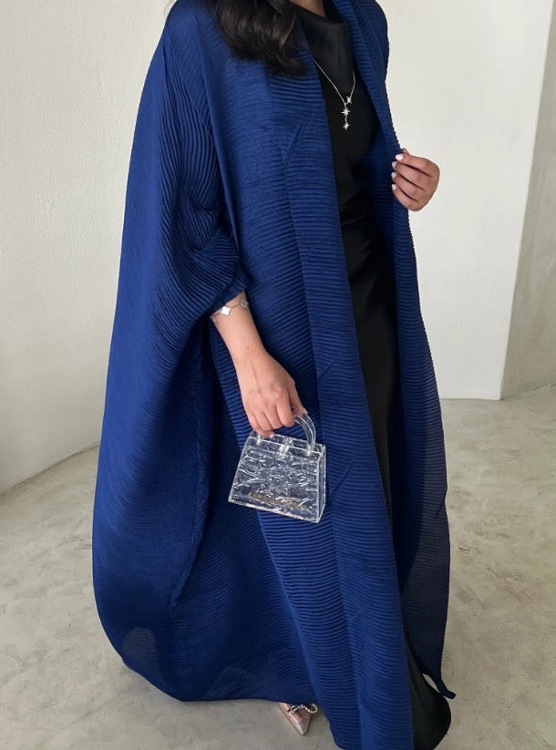 Royal Blue Pleated Abaya with Shyla