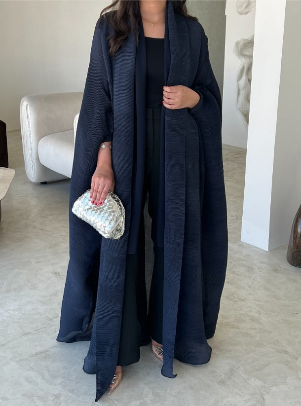 Dark Blue Pleated Abaya with Shyla