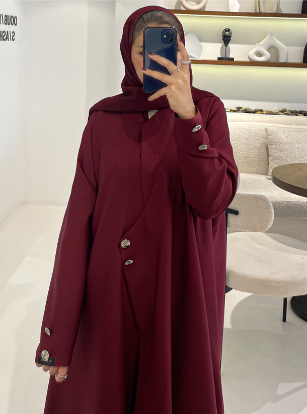 Burgundy Blazer Abaya with Shaila