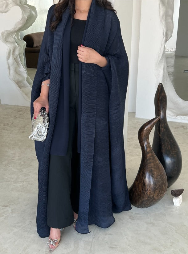 Dark Blue Pleated Abaya with Shyla