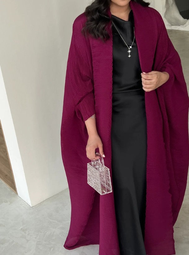 Fuchsia Pleated Abaya with Shyla