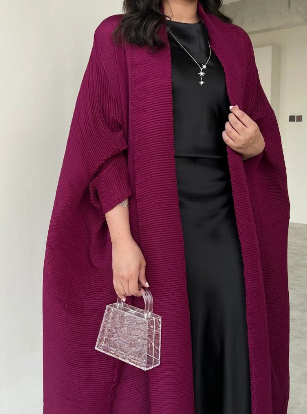 Fuchsia Pleated Abaya with Shyla