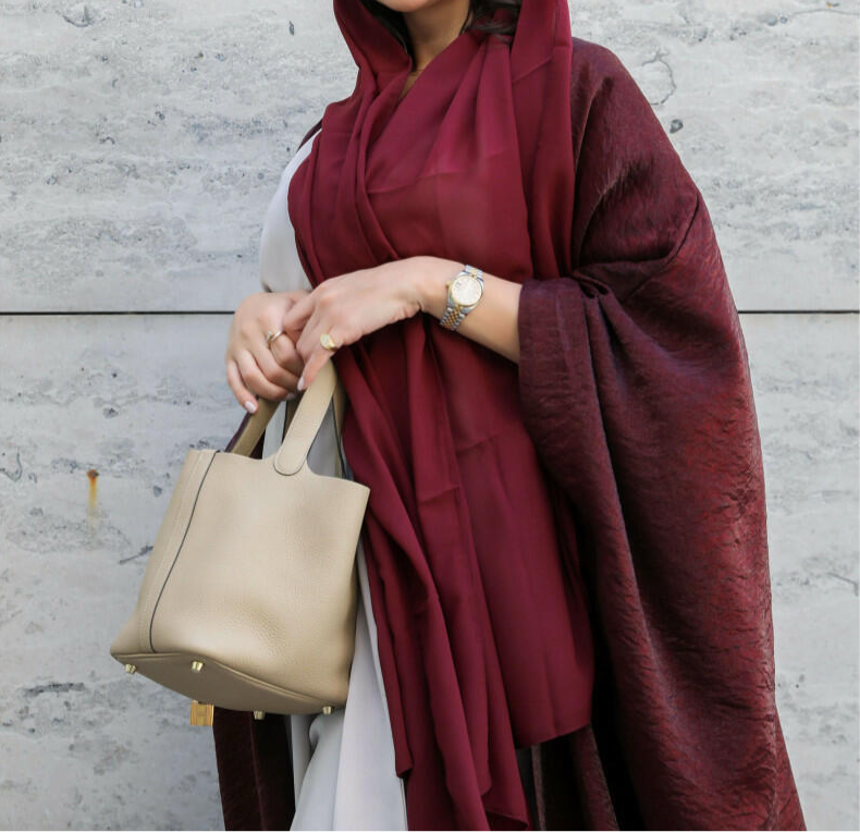 Burgundy Abaya with Shaila