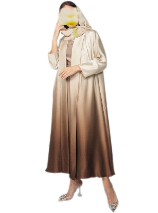 Ombre A line Abaya, brown