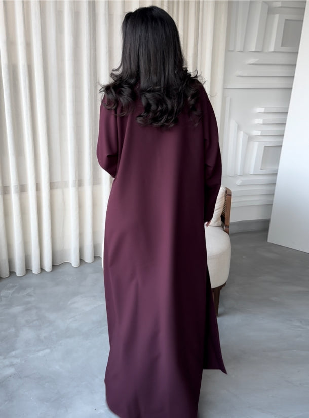 Burgundy Basic Abaya with Shaila