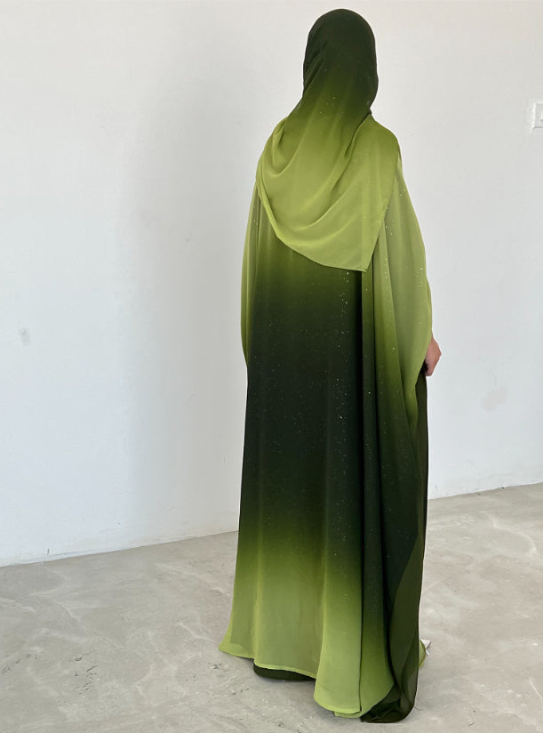 3 piece Glitter Abaya with Shyla, Green