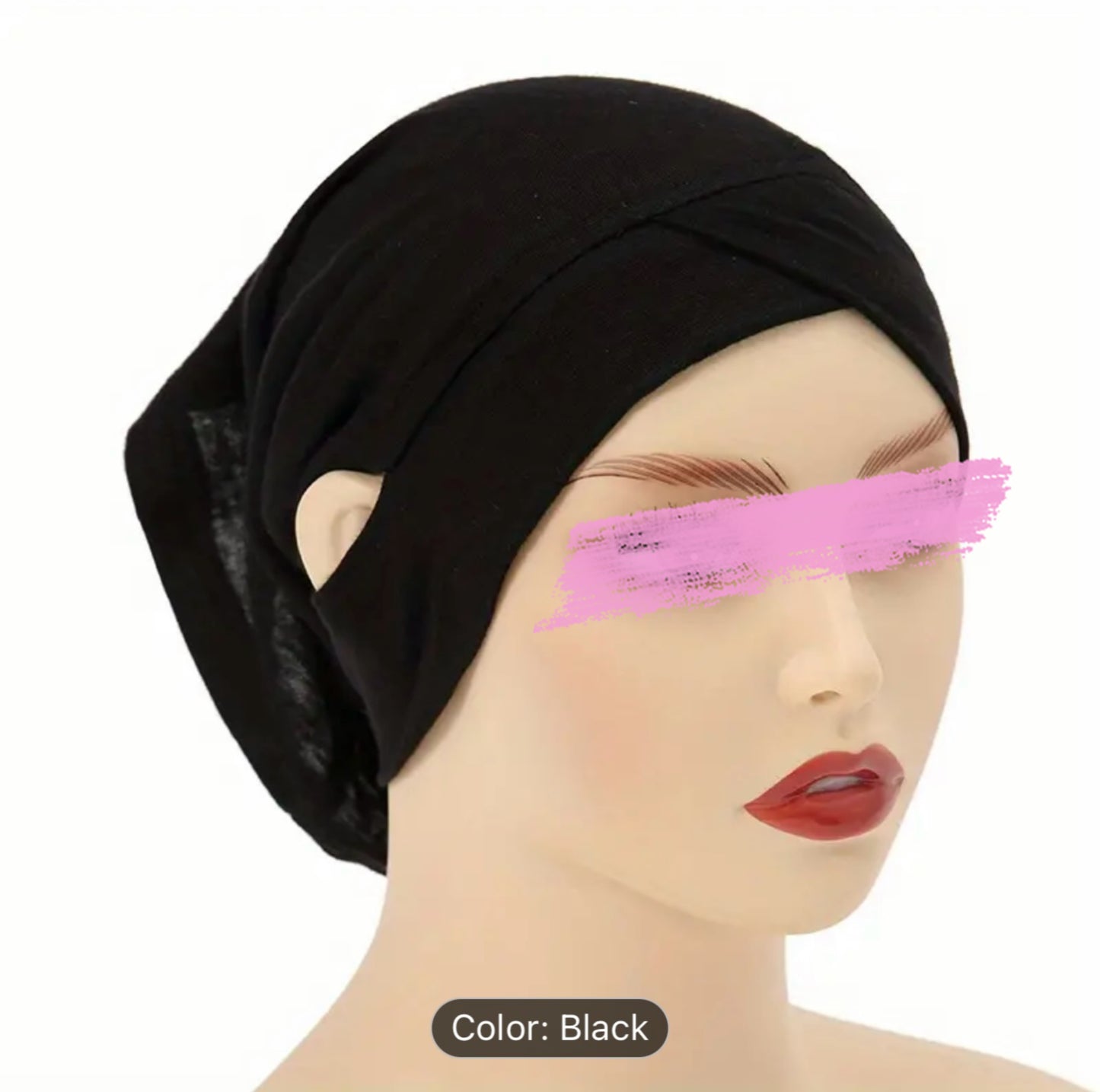 ComfortCap-Hijab with Ear Cut Design for Pain-Free Wear, Black