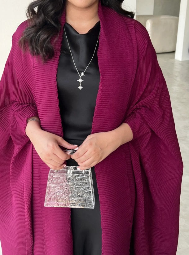 Fuchsia Pleated Abaya with Shyla