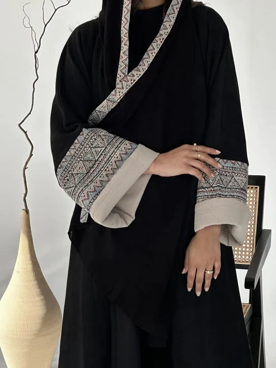 Embroidered Abaya Black with Shyla