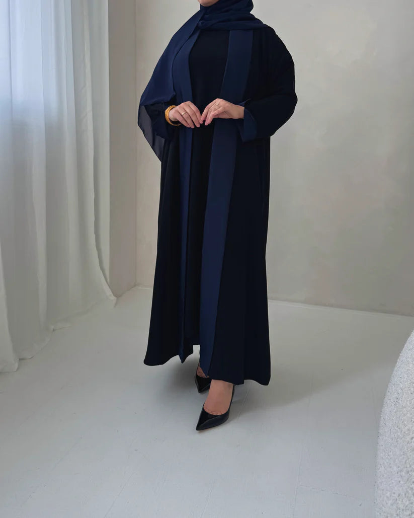 Nada Reversible Abaya - Black and Blue