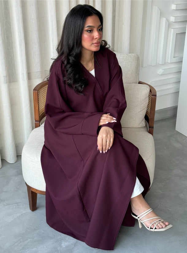 Burgundy Basic Abaya with Shaila