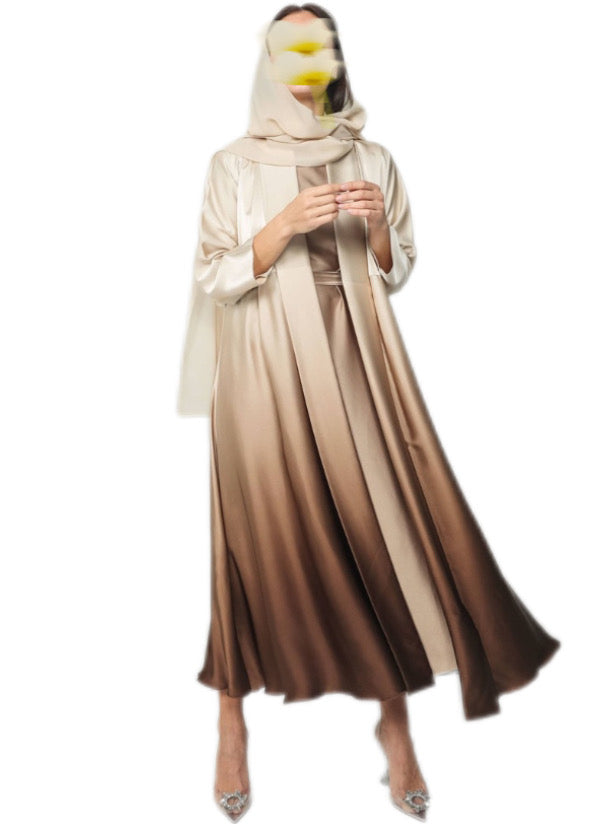 Ombre A line Abaya, brown