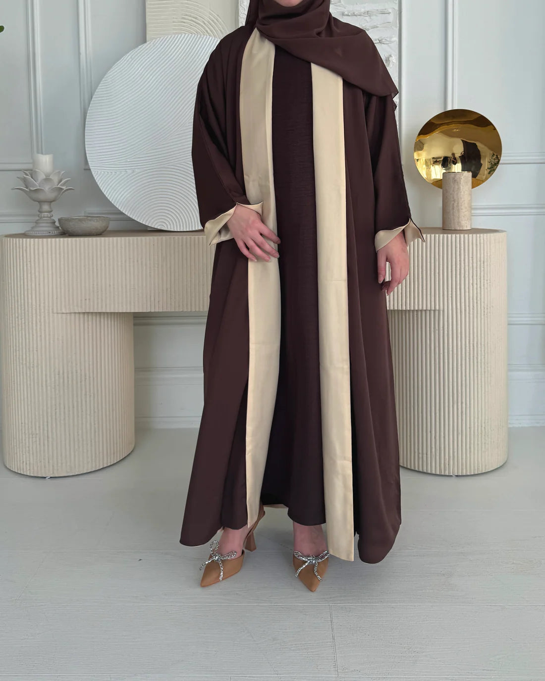 Nada Reversible Abaya - Brown and Beige