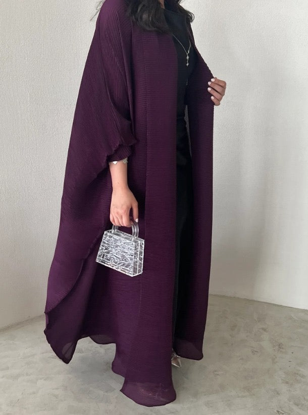 Purple Pleated Abaya with Shyla