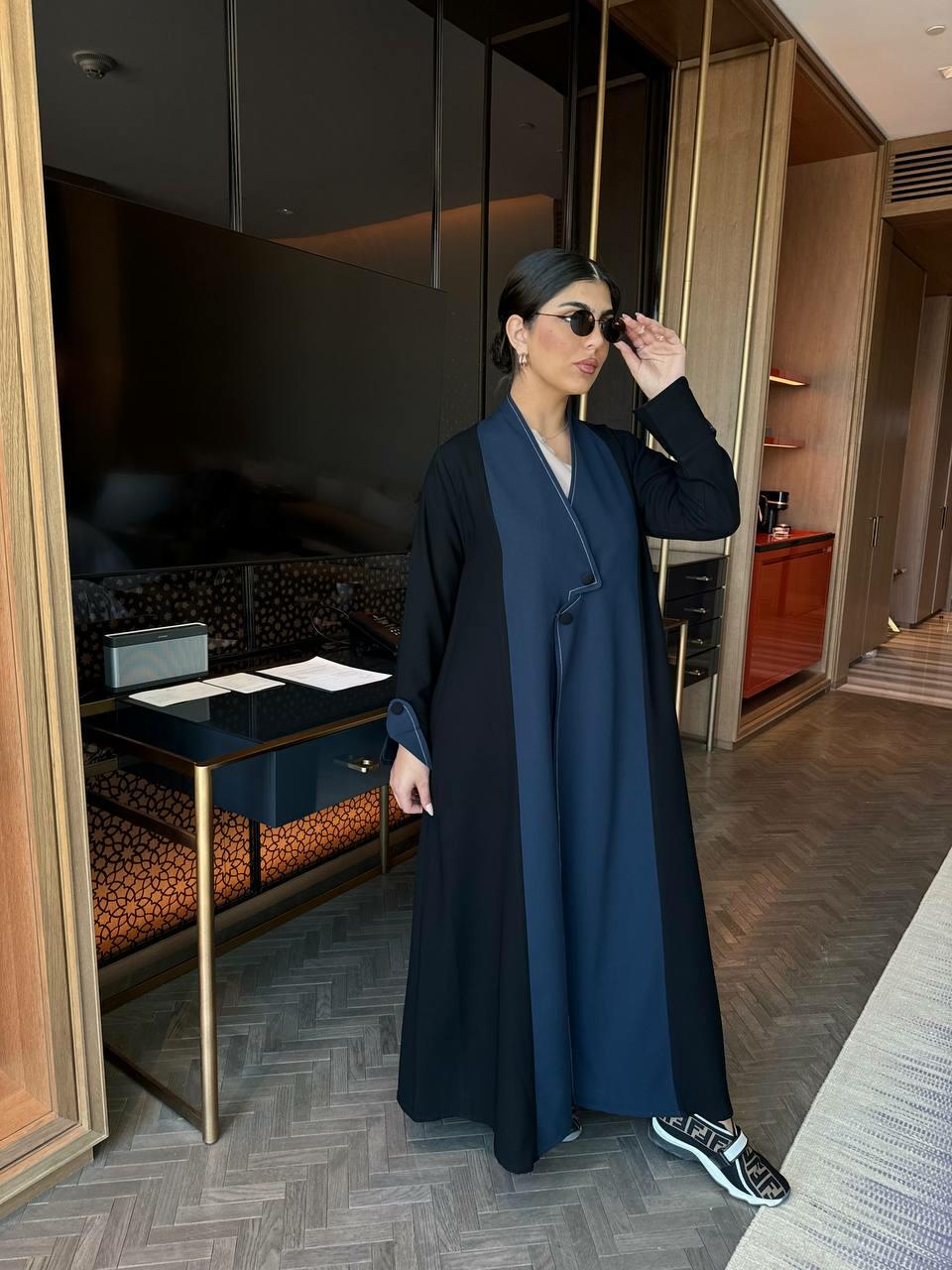 Black and Blue Crepe Abaya