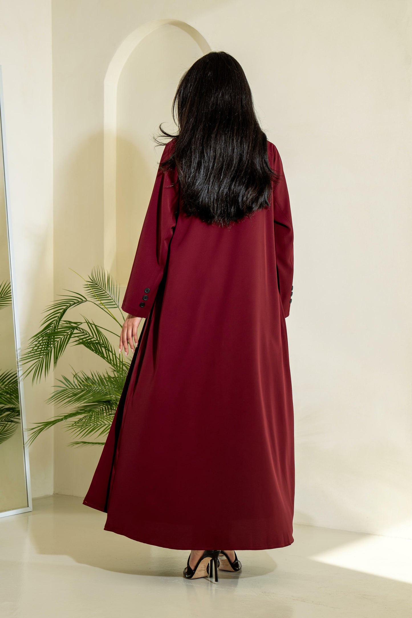 Burgundy Blazer abaya with Shaila