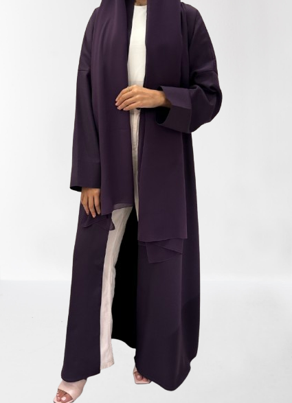 Purple A cut Abaya with Shaila