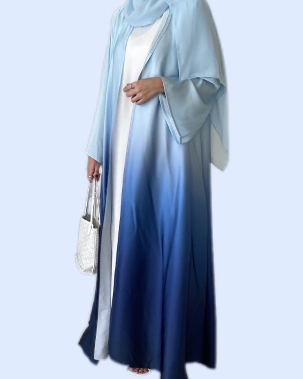 Elegant Ombre A-Line Abaya with Matching Hijab - Perfect for Summer