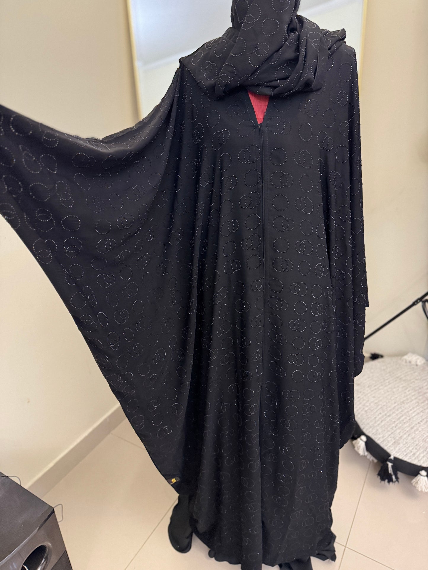 Black Stones Bisht Abaya with Shaila