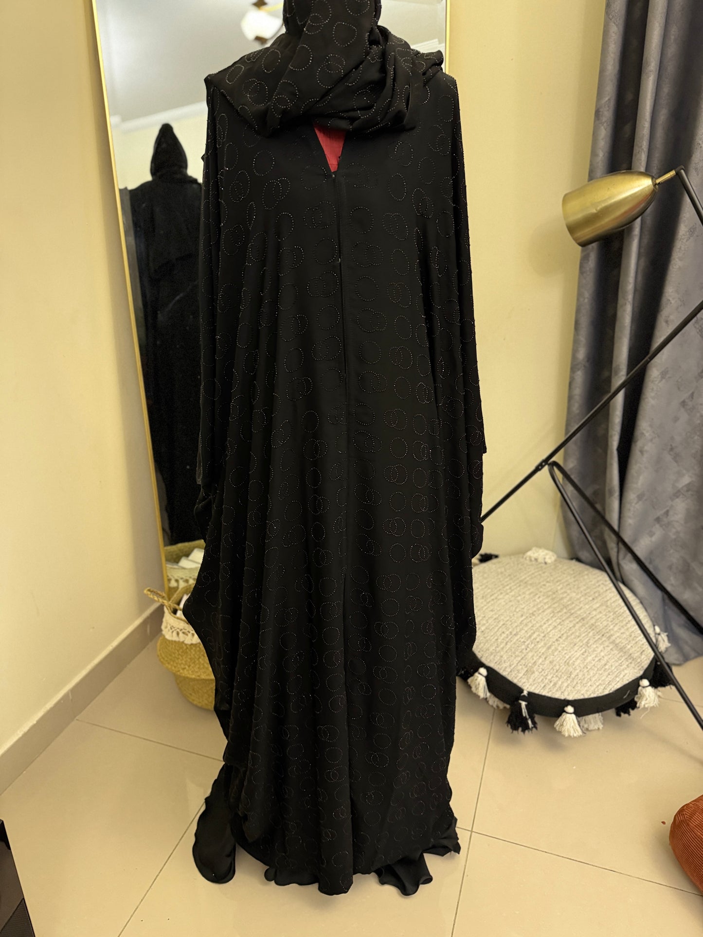 Black Stones Bisht Abaya with Shaila