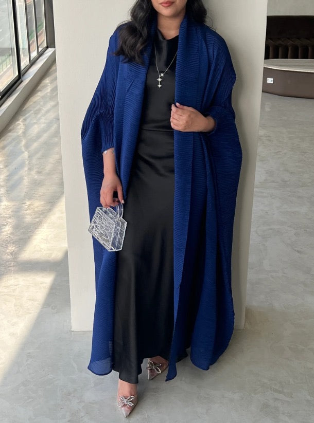 Royal Blue Pleated Abaya with Shyla