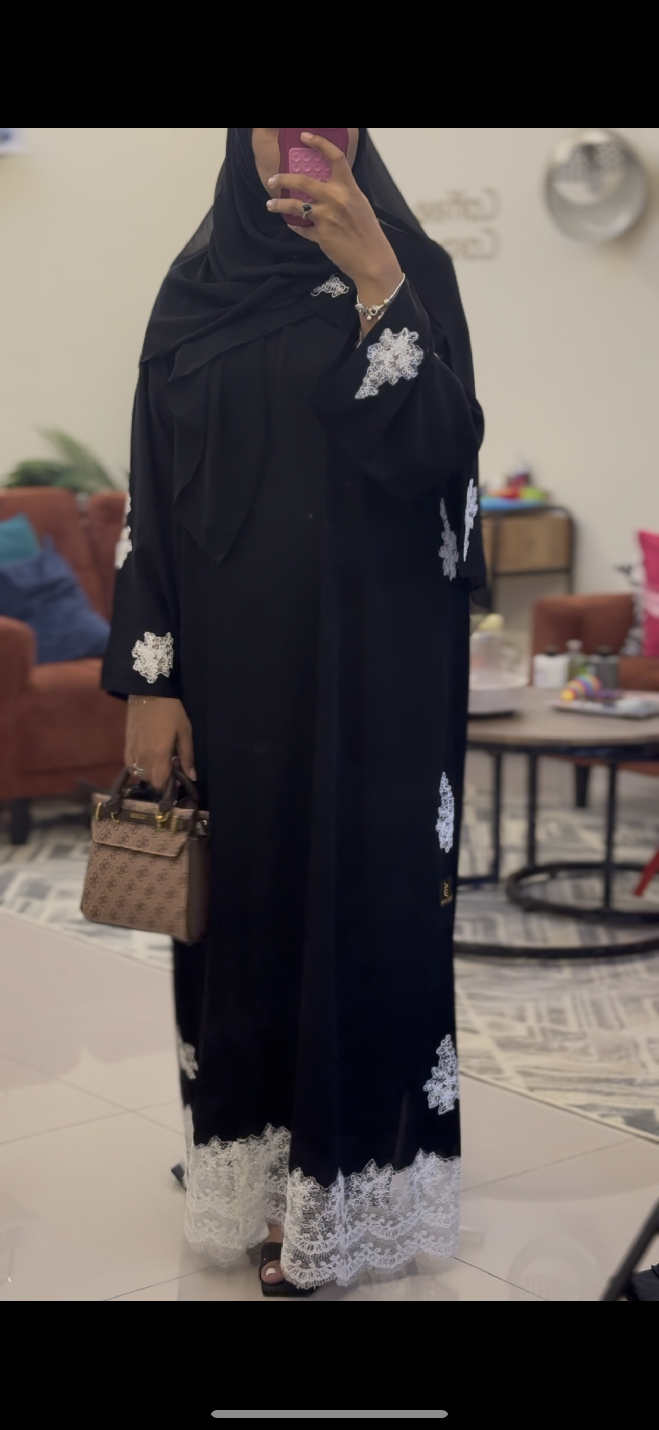 White Dantail Abaya with Shaila