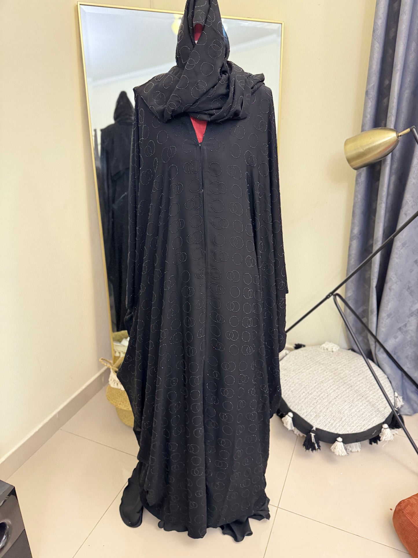 Black Stones Bisht Abaya with Shaila