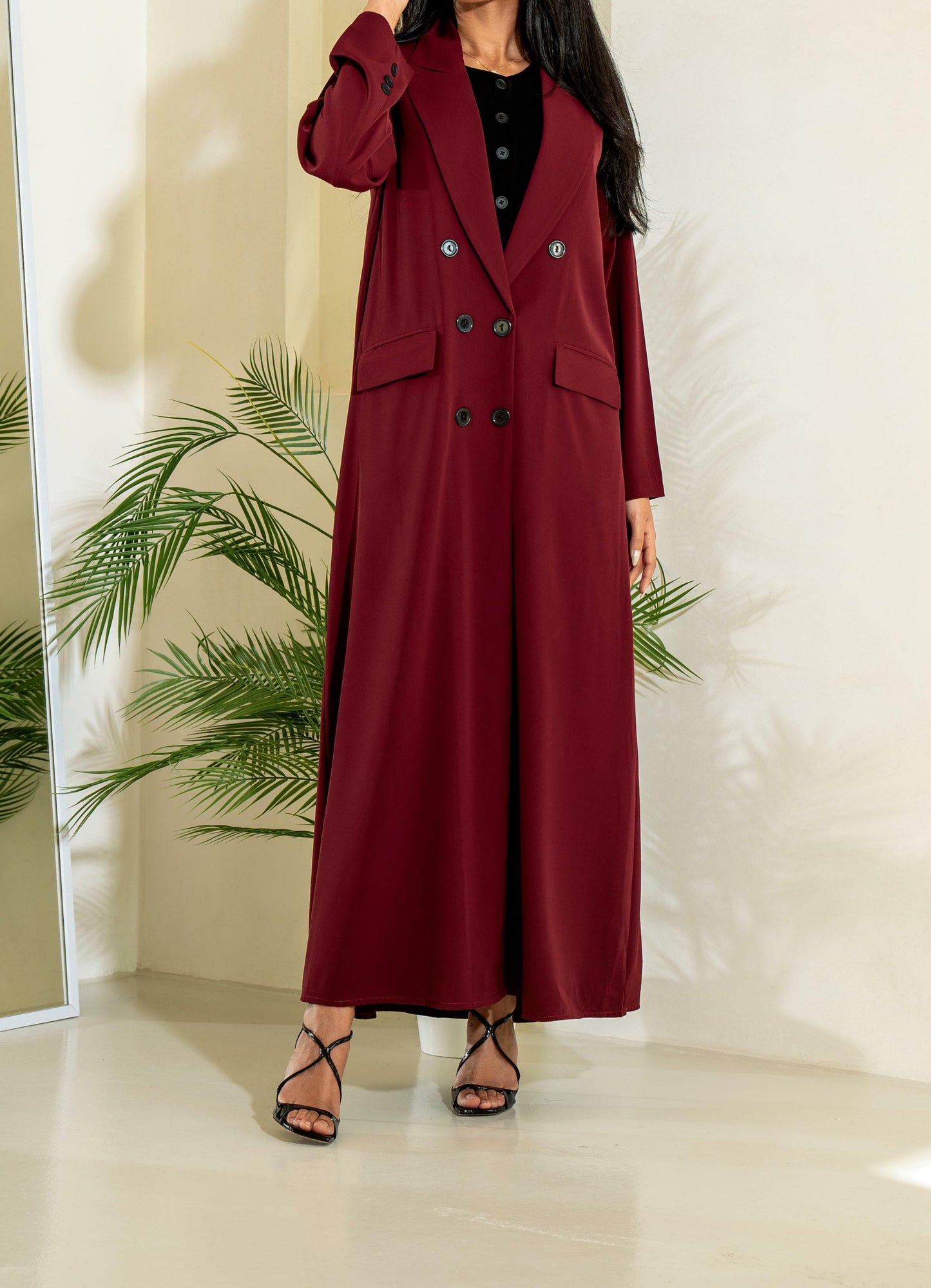 Burgundy Blazer abaya with Shaila