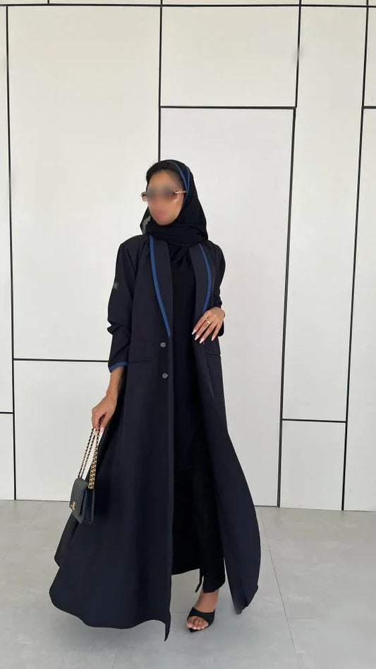 Black with Blue Blazer Abaya