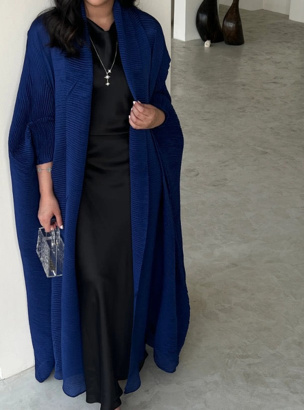 Royal Blue Pleated Abaya with Shyla