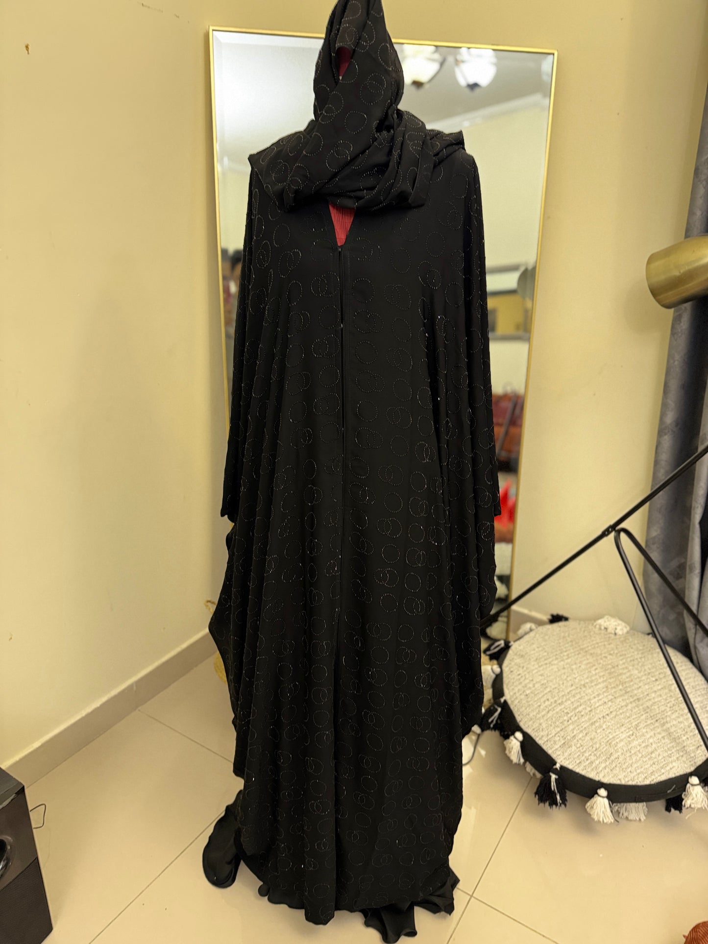 Black Stones Bisht Abaya with Shaila