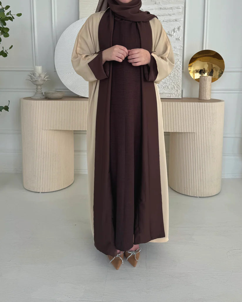 Nada Reversible Abaya - Brown and Beige