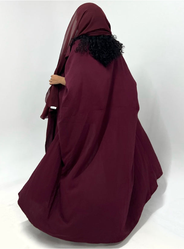 Burgundy free style Abaya with Shaila