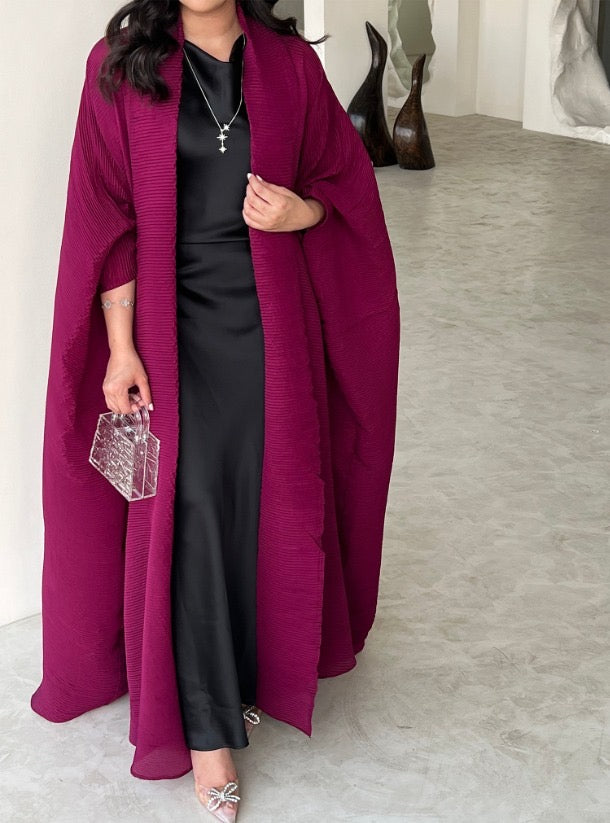 Fuchsia Pleated Abaya with Shyla