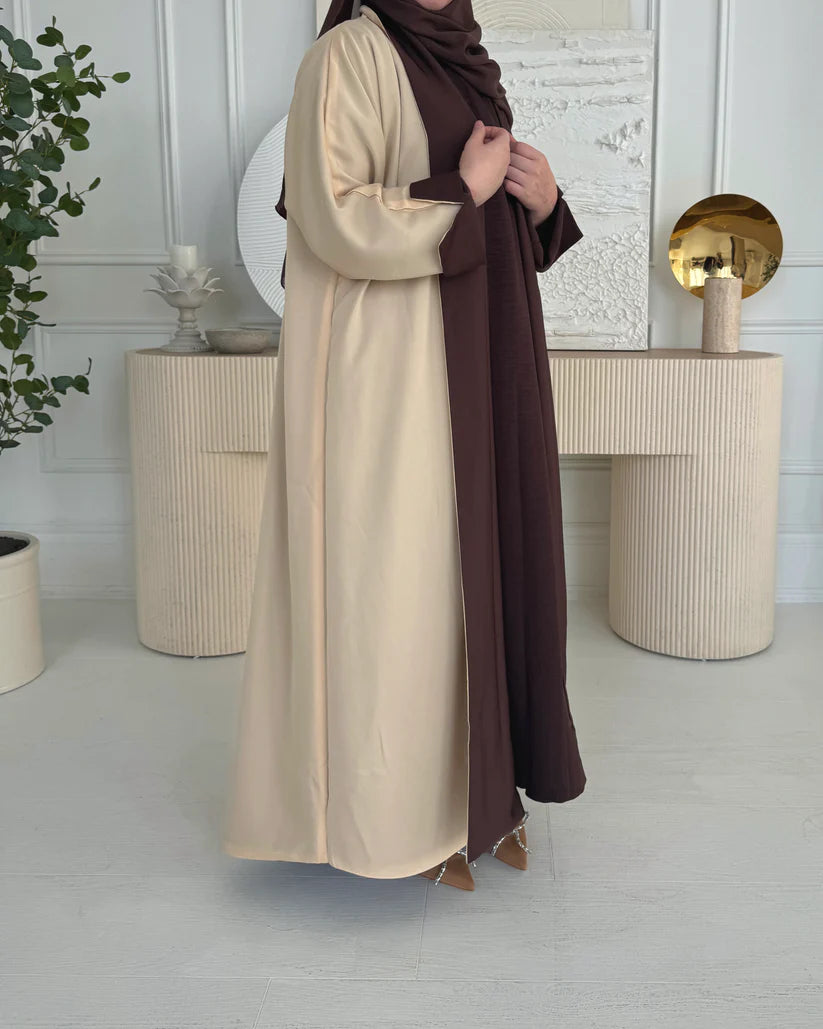 Nada Reversible Abaya - Brown and Beige