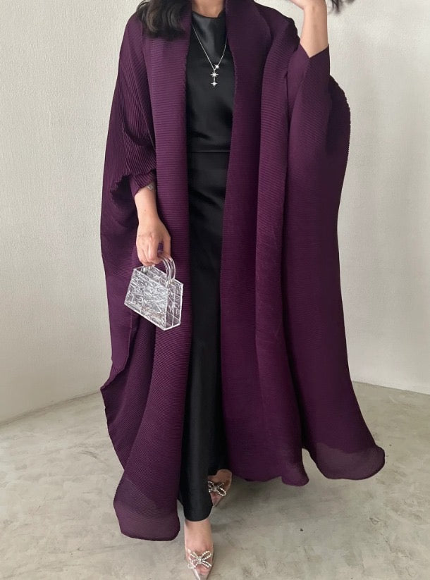 Purple Pleated Abaya with Shyla