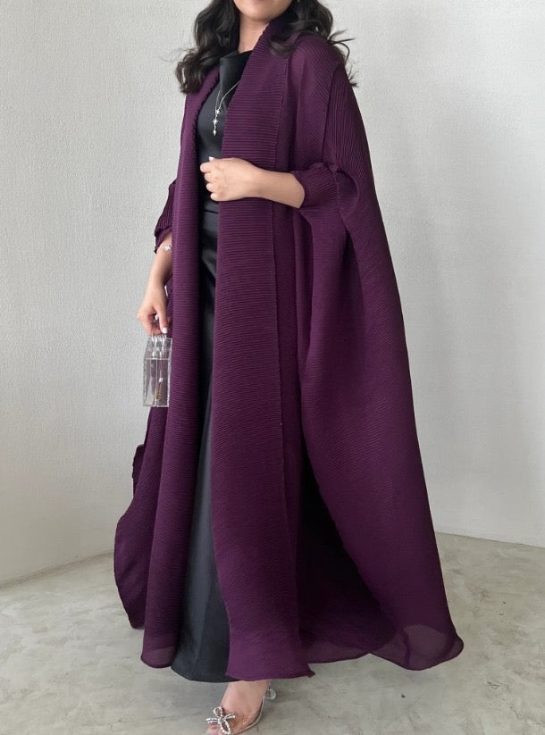 Purple Pleated Abaya with Shyla