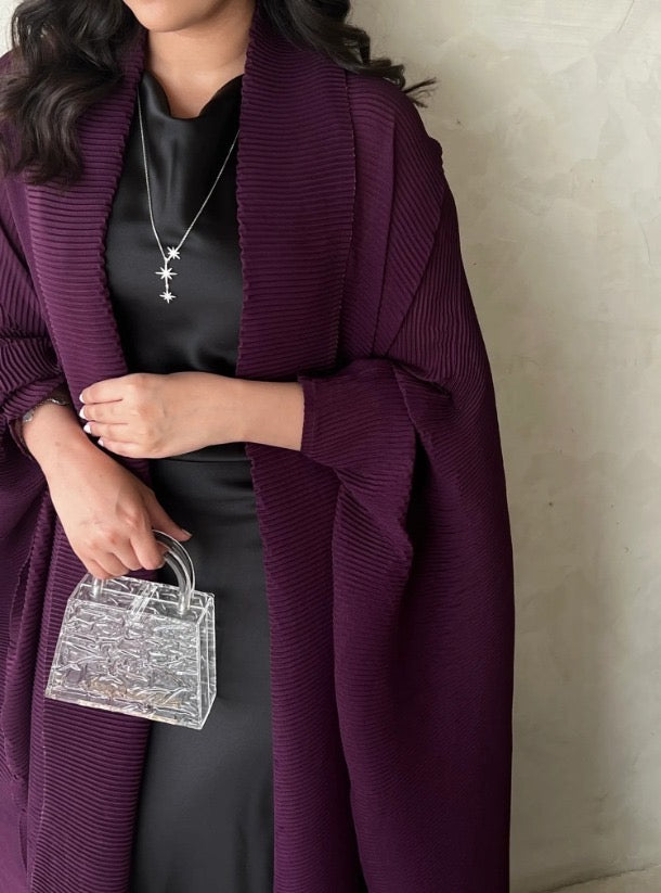 Purple Pleated Abaya with Shyla