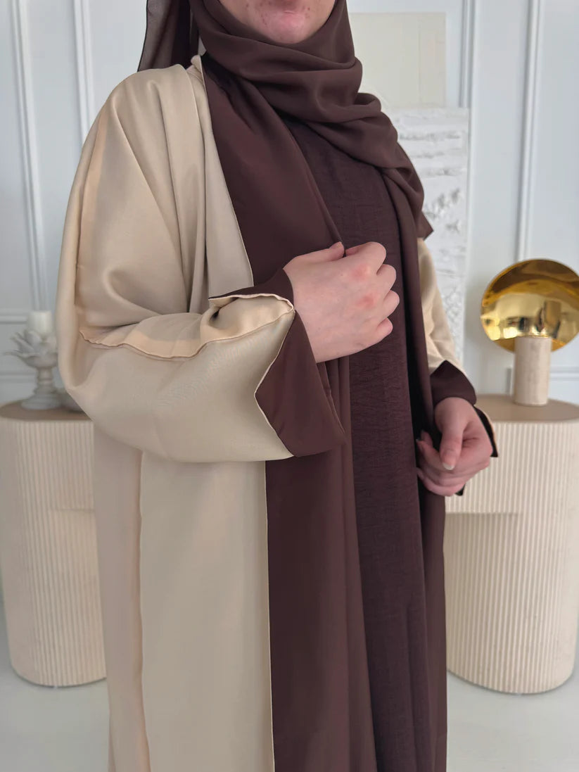 Nada Reversible Abaya - Brown and Beige