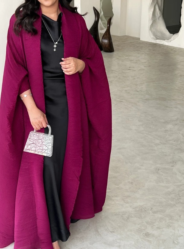 Fuchsia Pleated Abaya with Shyla