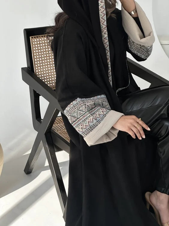 Embroidered Abaya Black with Shyla