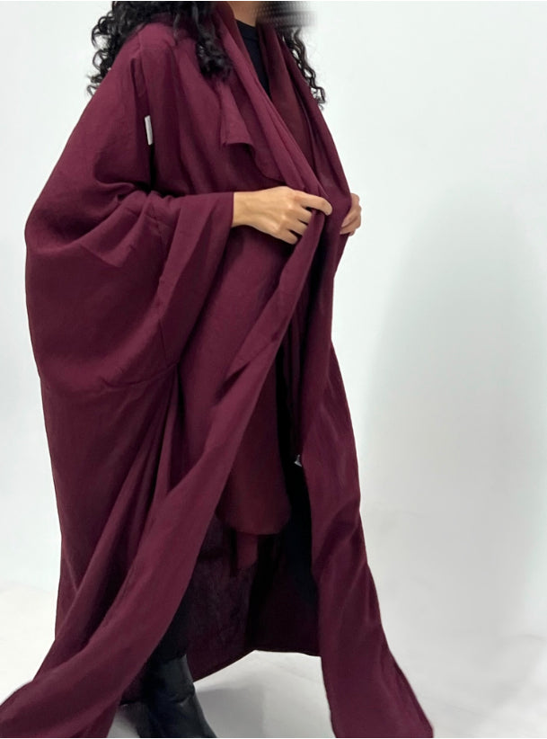 Burgundy free style Abaya with Shaila